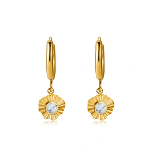 High Quality Natural Stone Petal Hoop Earrings