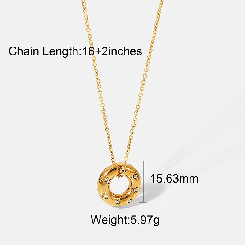 New Zircon Hollow Ring Pendant Necklace Jewelry
