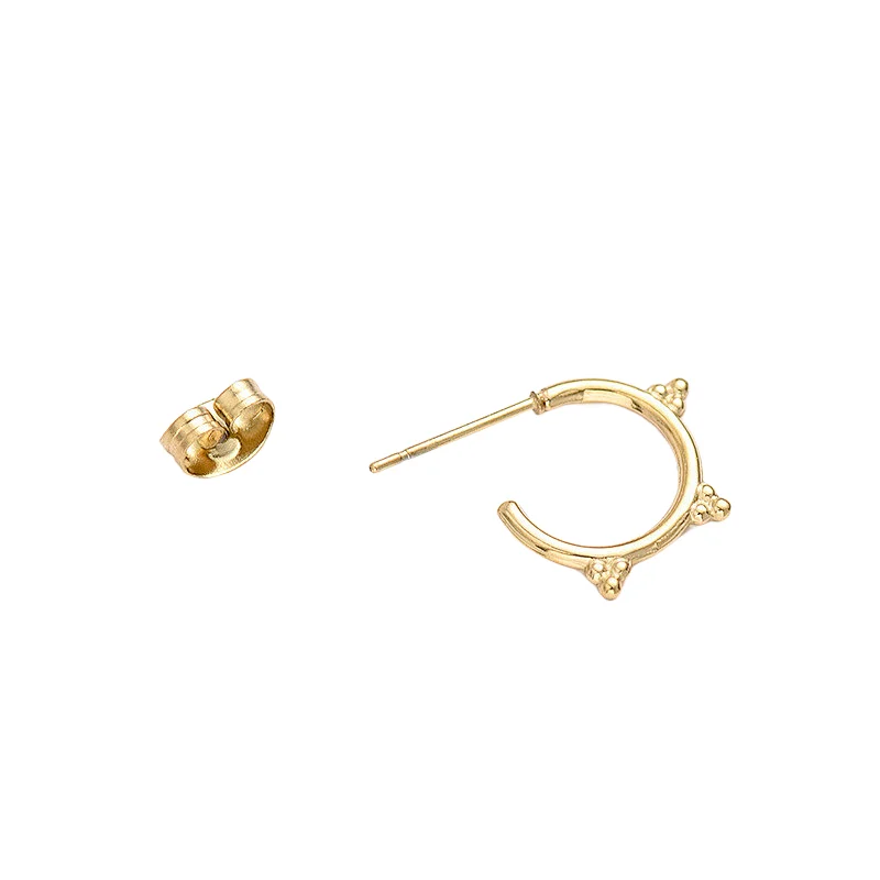 Stainless Steel Gold Plated C Shaped Earrings Metal Jewelry