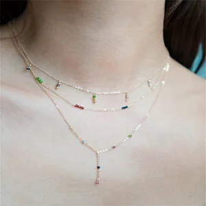 Multilayer Crystal Long Tassel Pendant Chain Women Necklaces