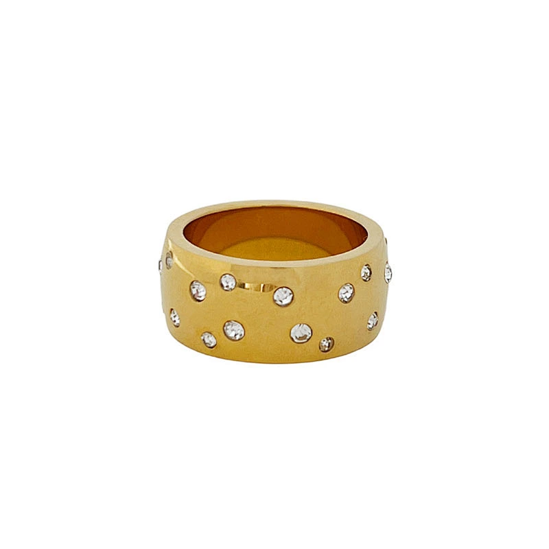 Fashion Simple Titanium Steel Zircon Ring