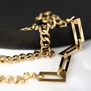 18K Gold Plated Stainless Steel Chunky Faceted Chain Necklace