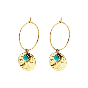 Stainless Steel Earrings Icon Shape Inlaid Turquoise Jewelry