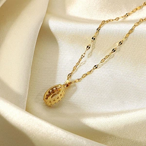 Stainless Steel White Cubic Zircon Pendant Necklace Women