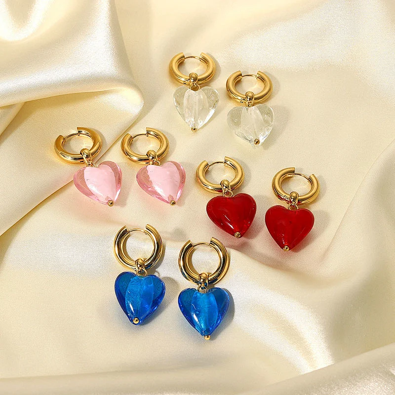 Retro Fashion Gold Hoop Earrings New Heart Stud Earrings