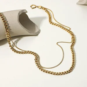 Gold Plated Cuban Chain Necklace Stainless Steel Necklace