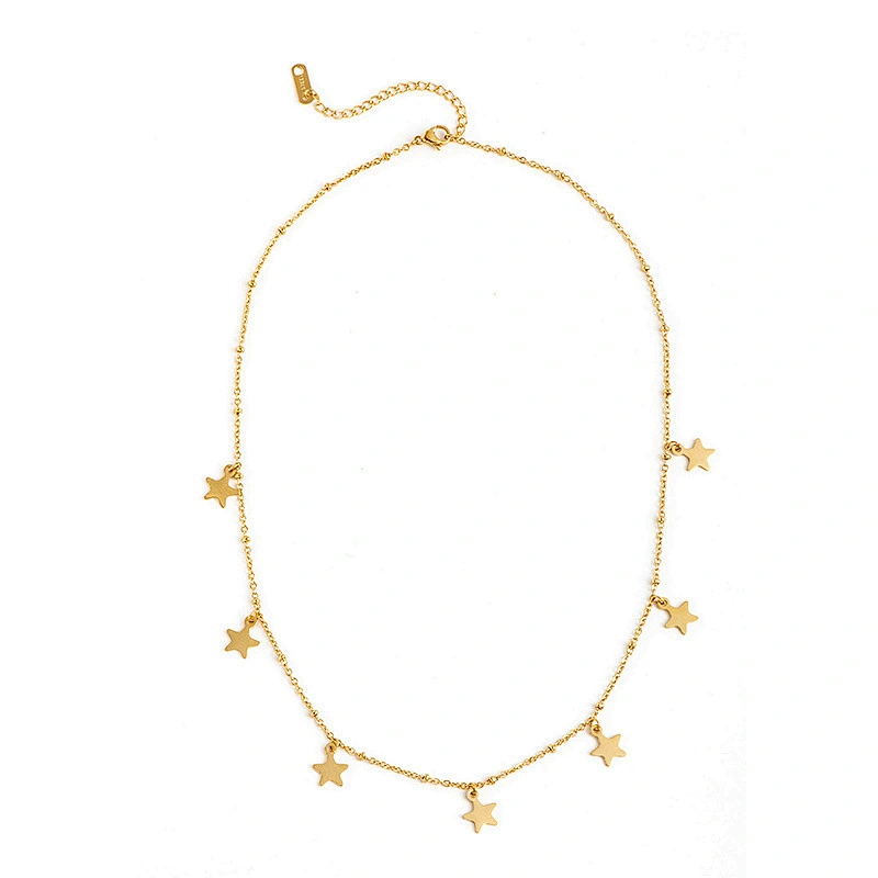 Star Pendant Titanium Steel Chain Choker Necklace