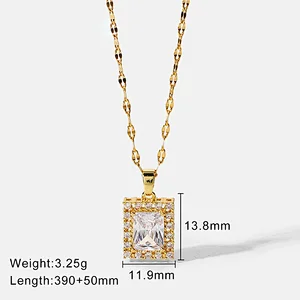 Fashion Stainless Steel Necklace Zircon Pendant Necklace