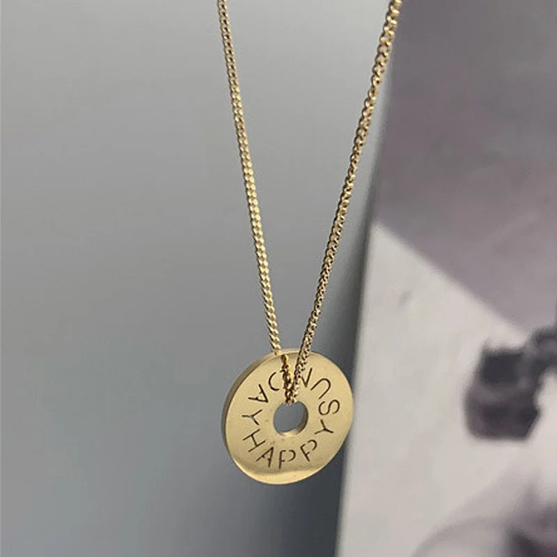 Gold Plated Steel Jewelry Chain Icon Pendant Necklace