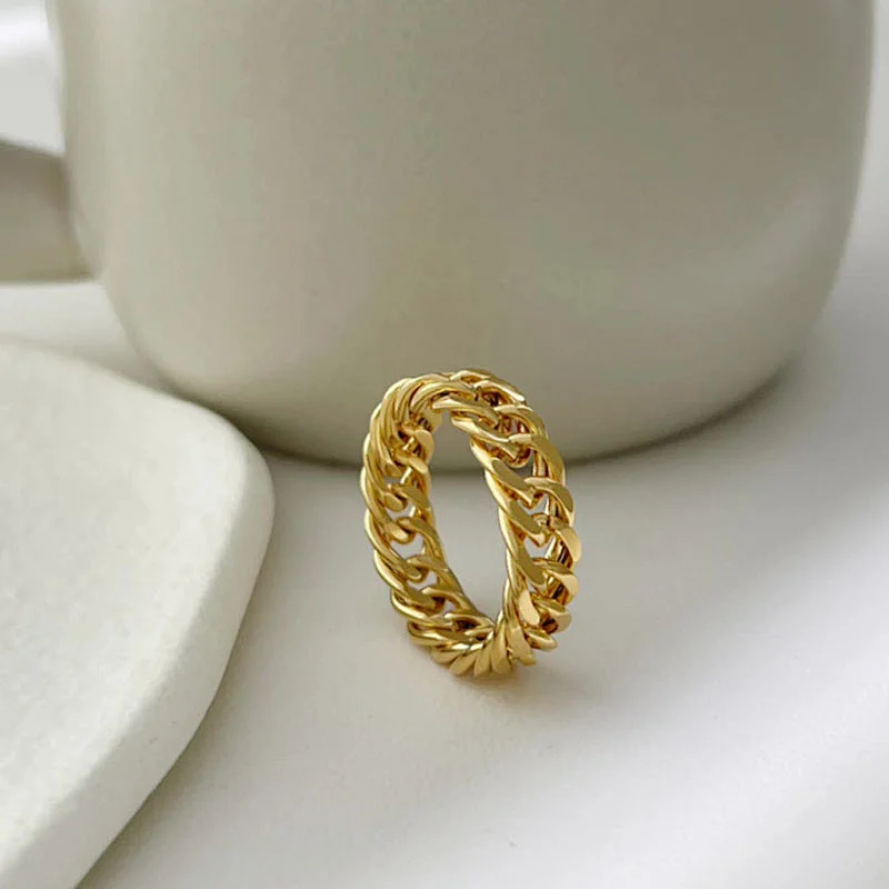 Hip Hop Fashion Simple Titanium Steel Gold Ring