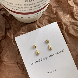 Water Drop Brass Earring Gold Plated Jewelry