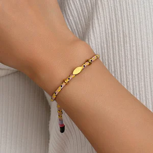 Simple Colorful Braided Bracelet Gold Eye Pendant Bracelet