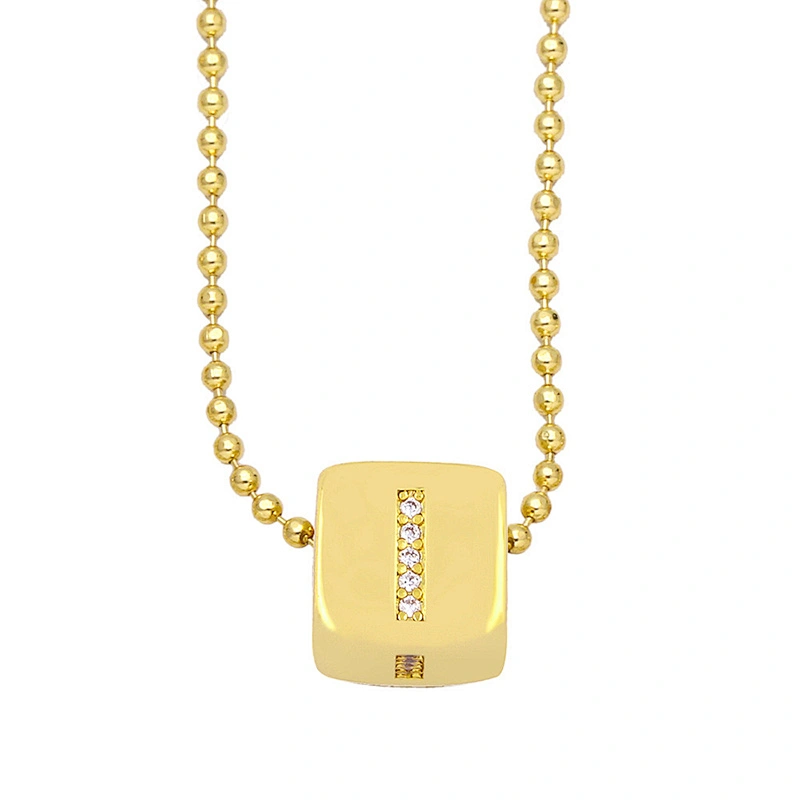 Geometric Gold Plated Zirconia Letters Pendant Necklace