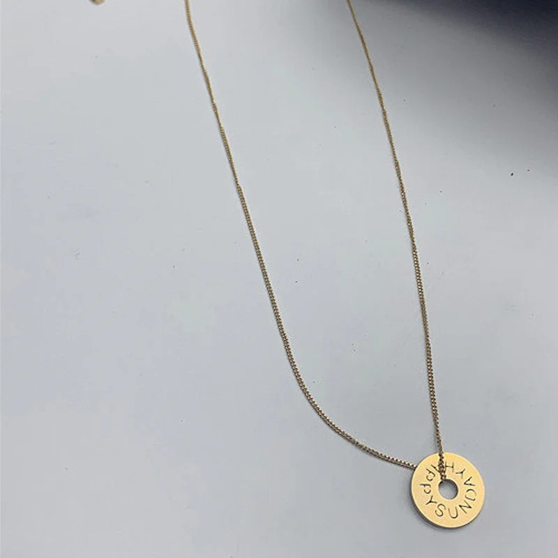 Gold Plated Steel Jewelry Chain Icon Pendant Necklace