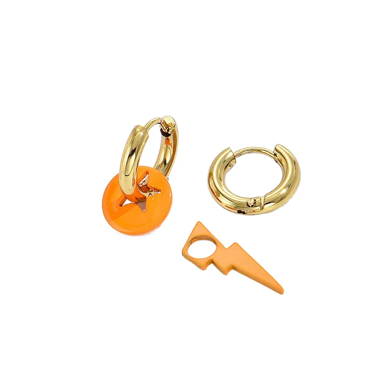 Simple Lightning Drop Earrings Stainless Steel Hoop Earrings