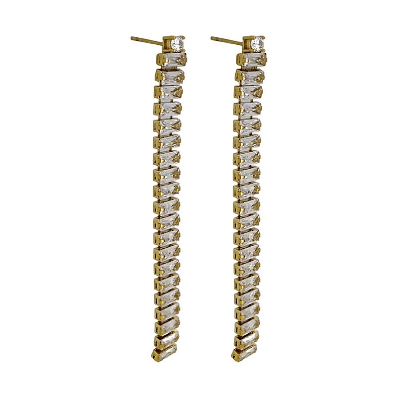 Long Chain Tassel Fashion Zircon Earrings Ladies