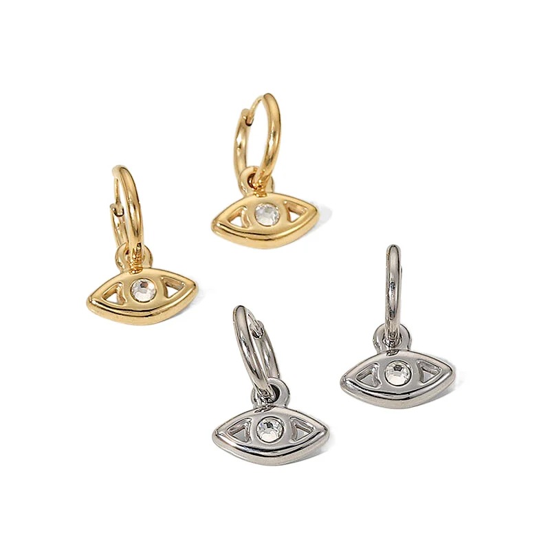 Stainless Steel Earrings Jewelry Cubic Zirconia Eye Earrings