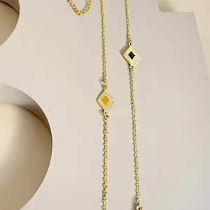 Charm Bracelet Gold Plated Chain Stainless Steel Rhombus