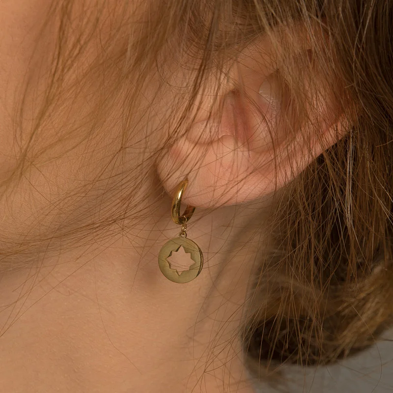 Fashion Stainless Steel Hollow Pentagram Earrings