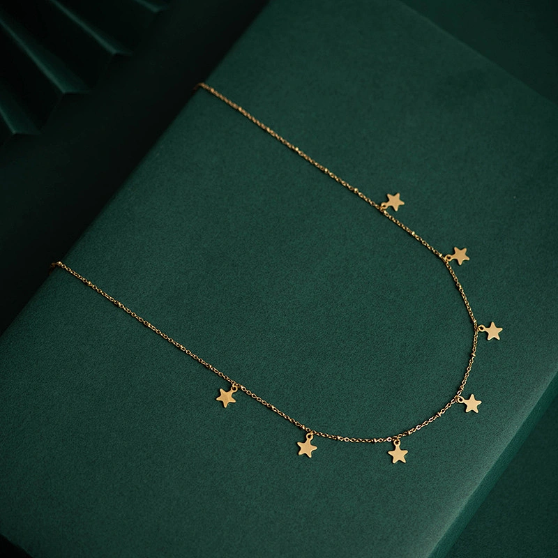 Star Pendant Titanium Steel Chain Choker Necklace