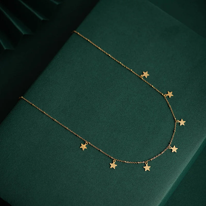 Star Pendant Titanium Steel Chain Choker Necklace