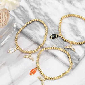 Zircon Mermaid Tail Gold Color Copper Beads Enamel Bracelets