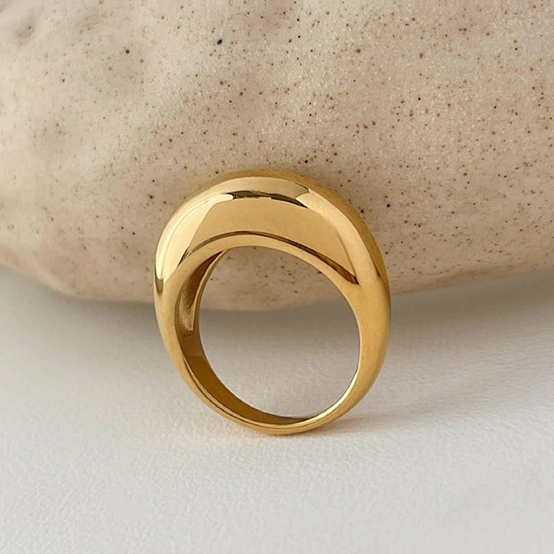 18K Gold Plated Simple Stainless Steel Ring
