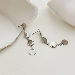 Stainless Steel Round Accessory Snake Chain Earrings