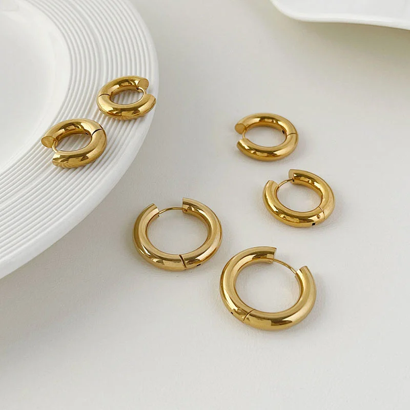 Gold Stainless Steel Earrings New 18K Gold Hoop Earrings