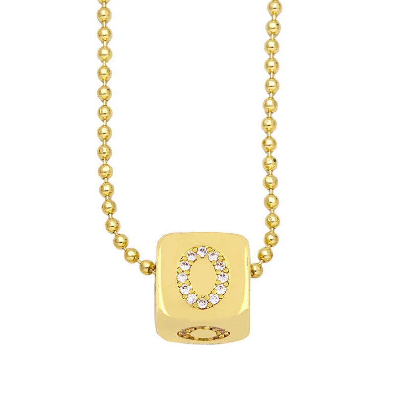 Geometric Gold Plated Zirconia Letters Pendant Necklace