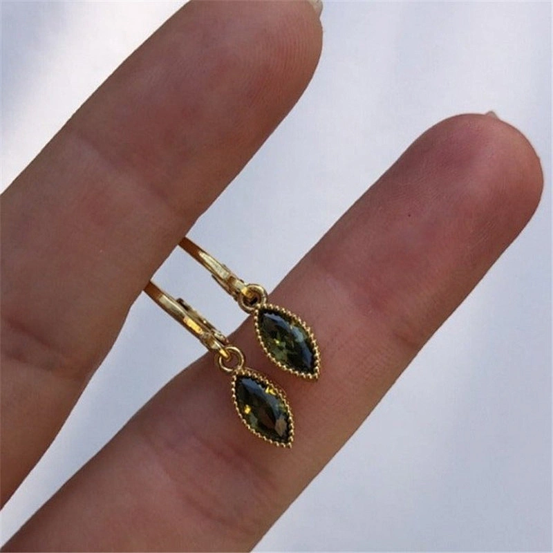 Brass Oval Shade Earring Zircon Laided Jewelry Multicolor