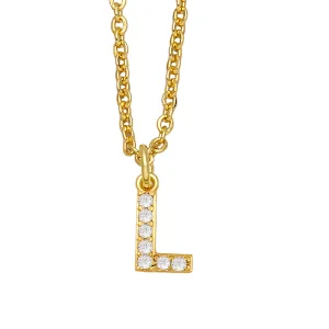 18k Gold Plated DIY Letters Necklace With CZ Diamond Pendant