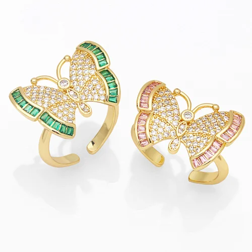 Butterfly Opening Rings For Woman Copper Jewelry Wholesale