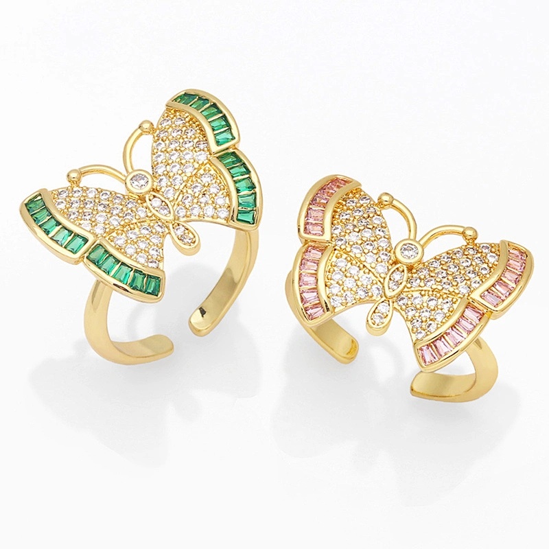 Butterfly Opening Rings For Woman Copper Jewelry Wholesale
