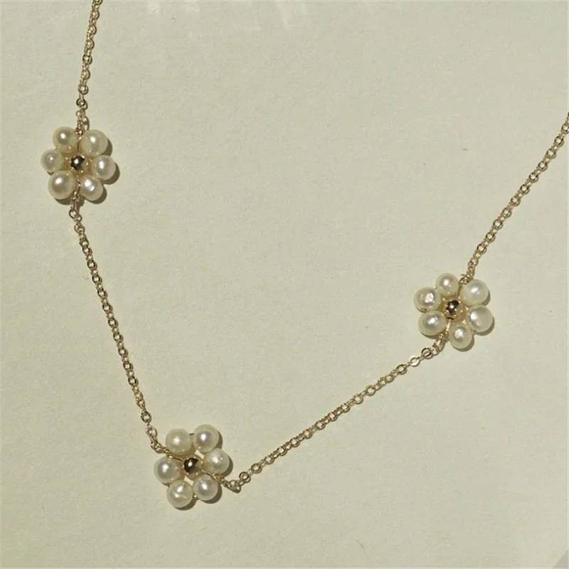 Fashion Jewellery Romantic Imitation Pearl Flower Necklace