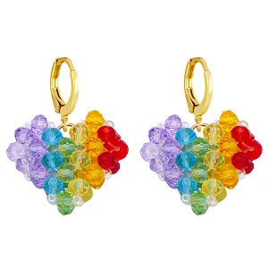 Gold Plated Copper Crystal Hoop Earrings Drop Party Earrings