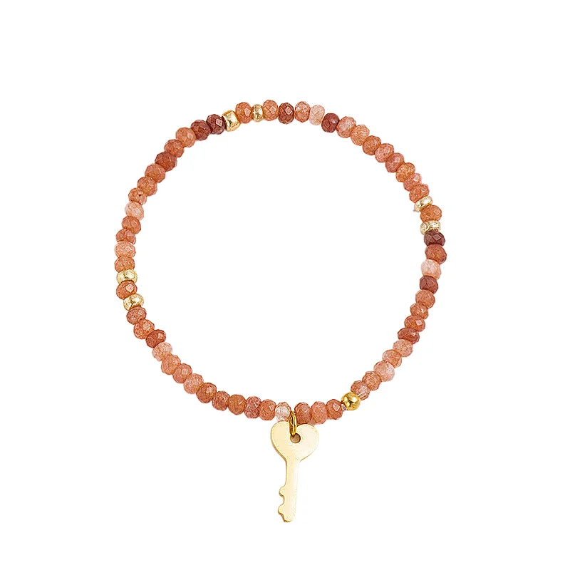 Stainless Steel Key And Crystal Beads Bracelet Wholesale