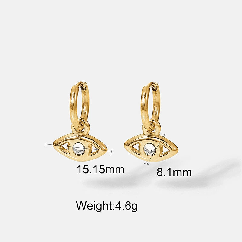 Stainless Steel Earrings Jewelry Cubic Zirconia Eye Earrings