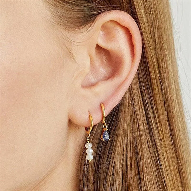 Romantic Perple Hoop Earrings Pearl Earrings For Girls Women