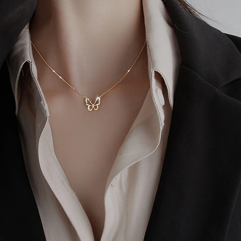 New Brass Chain Necklace Copper Plated Butterfly Chain Necklace