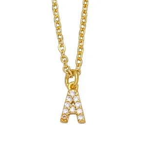 18k Gold Plated DIY Letters Necklace With CZ Diamond Pendant