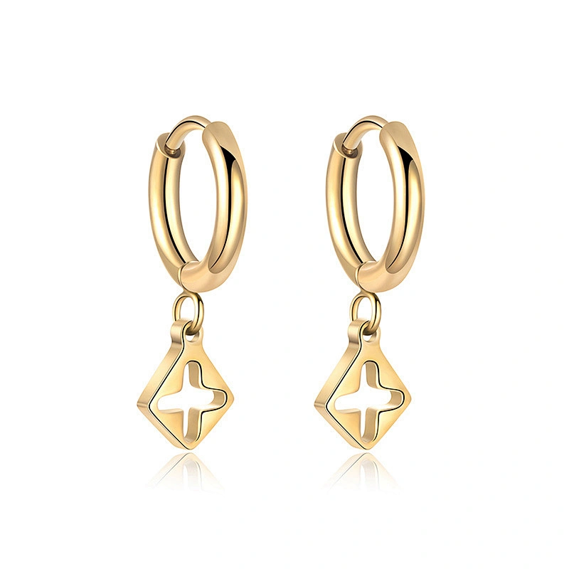 Fashion Steel Hollow Cross Earrings Wholesale