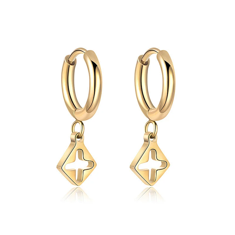 Fashion Steel Hollow Cross Earrings Wholesale