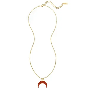 Titanium Steel Necklace Enamel Moon Pendant Gold Plated Chain