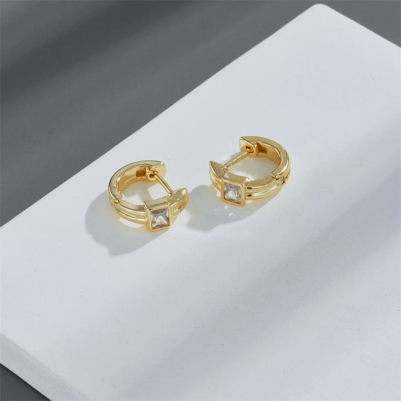 Rock Style Zircon Earrings Copper Plated Hoop Earrings