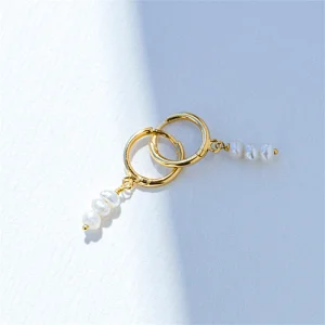Romantic Perple Hoop Earrings Pearl Earrings For Girls Women