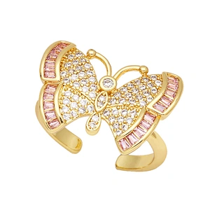 Butterfly Opening Rings For Woman Copper Jewelry Wholesale