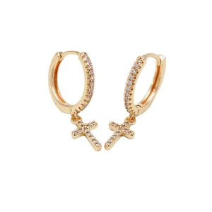 New Fashion Earrings Zircon Cross Earrings Wholesale