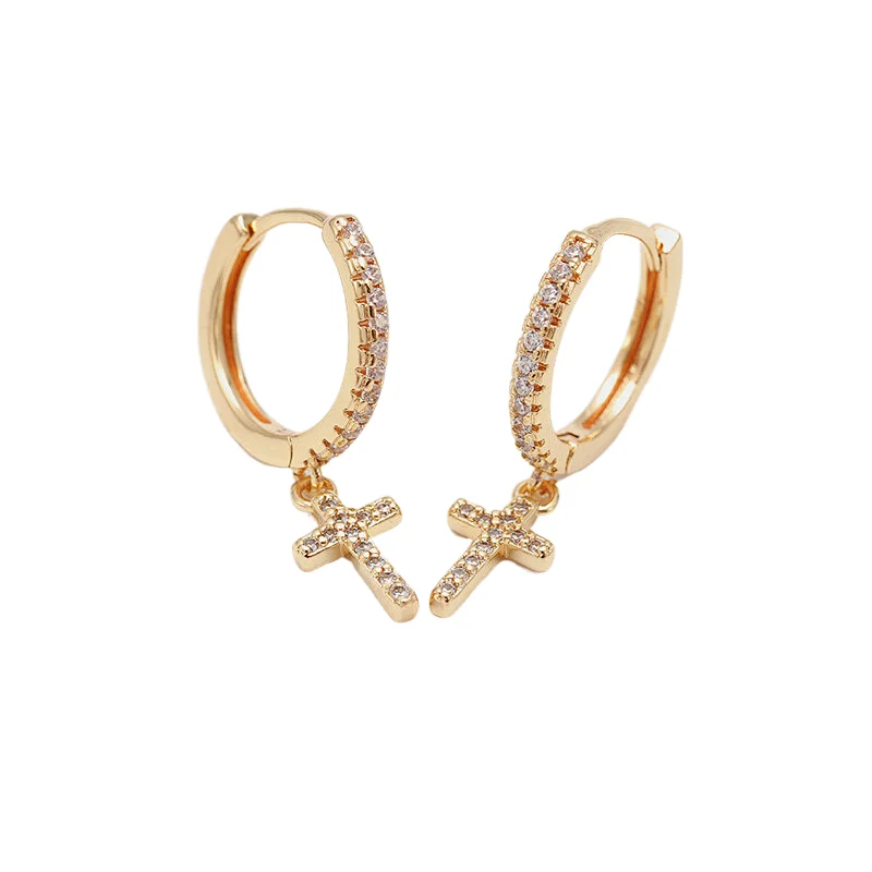New Fashion Earrings Zircon Cross Earrings Wholesale