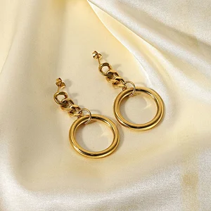 Women's Stainless Steel Cuban Chain Hoop Earrings